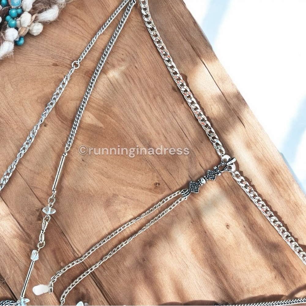 NWT Free People Can't Stand The Rain Layered Necklace Gold Silver & Brown Suede - Picture 10 of 13